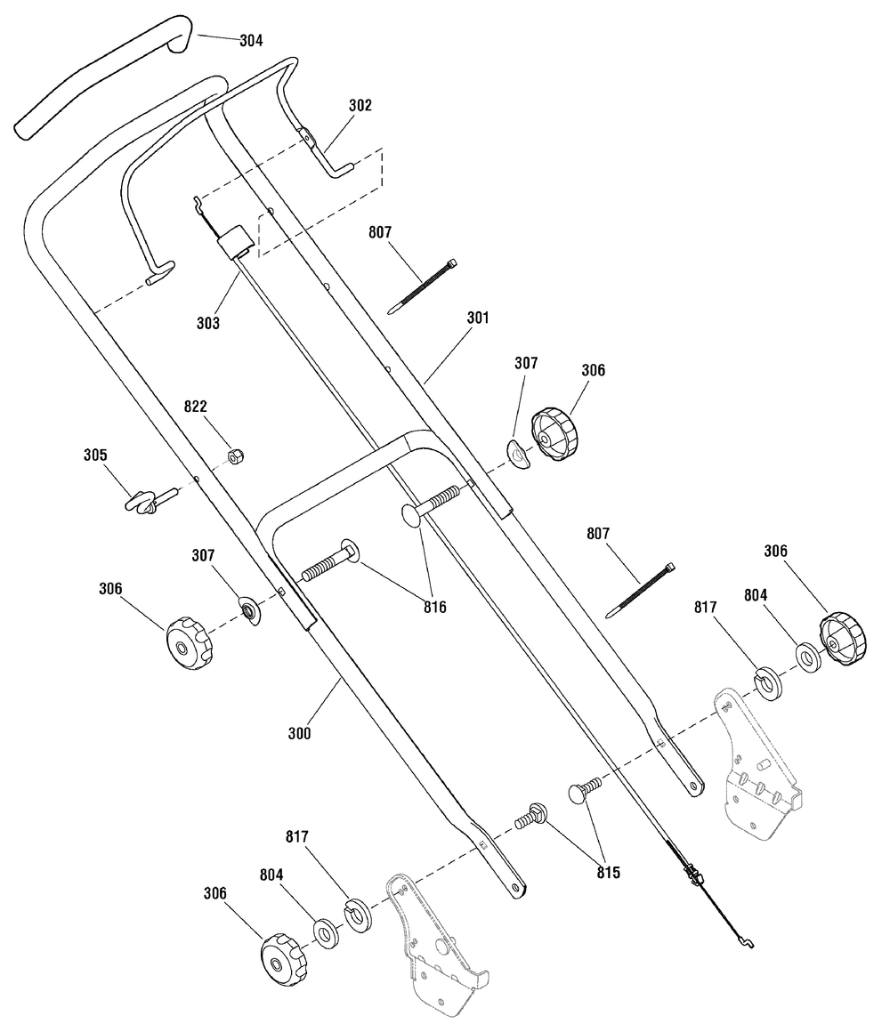 Handle Assembly Diagram and Parts List for 881024-MPH550 2010 Briggs and Stratton Lawn Mower